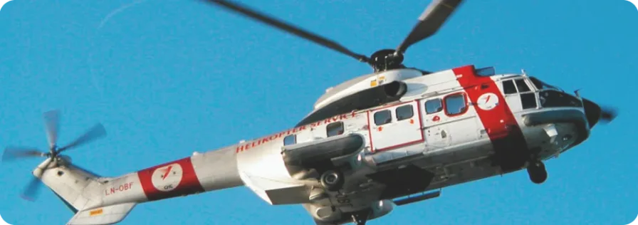 Helicopter on an offshore helideck