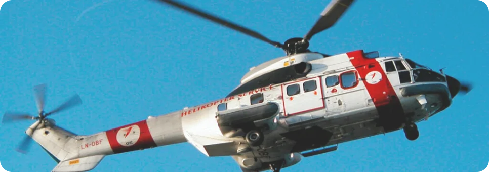 Helicopter on an offshore helideck